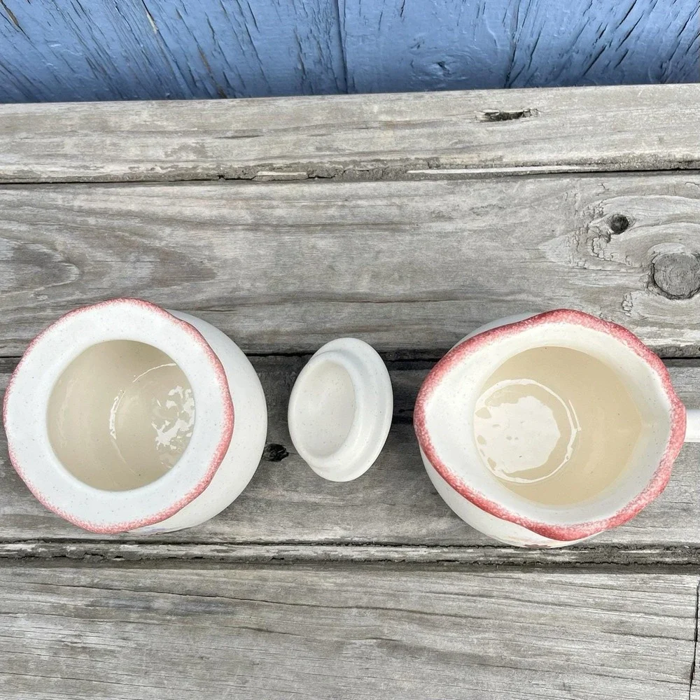 Vintage Rooster Creamer & Sugar Bowl Set Country Farmhouse Noel Pie Plate USA